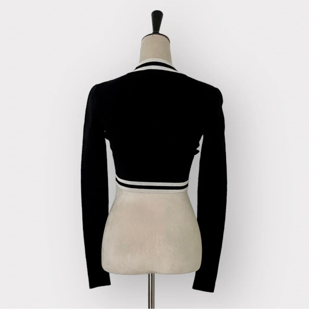 Superdown Janelle Striped Crop Top Black White - Picture 8 of 10